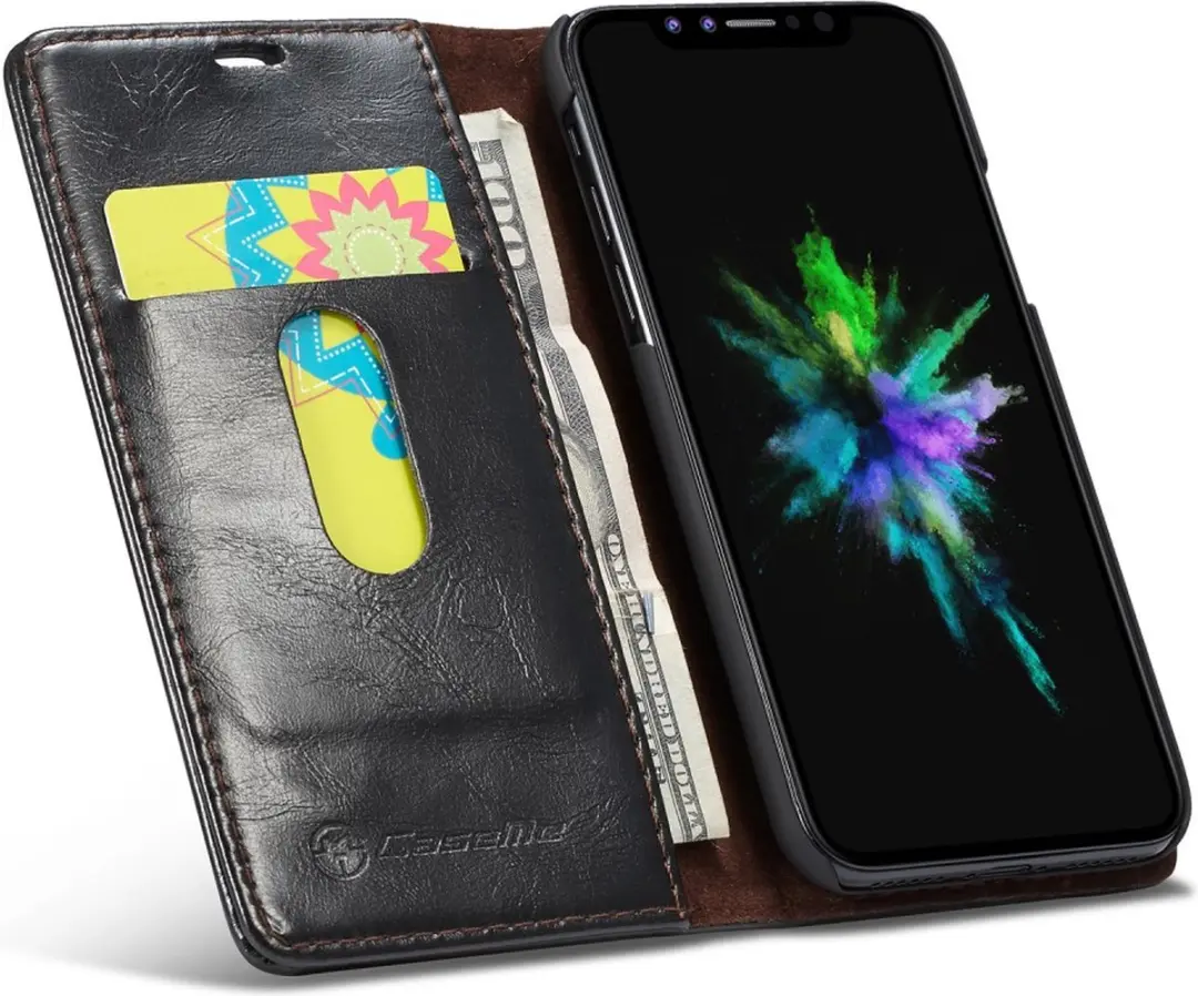 Caseme Kunstleer Wallet voor iPhone XR - 3 Pasjes - Zwart