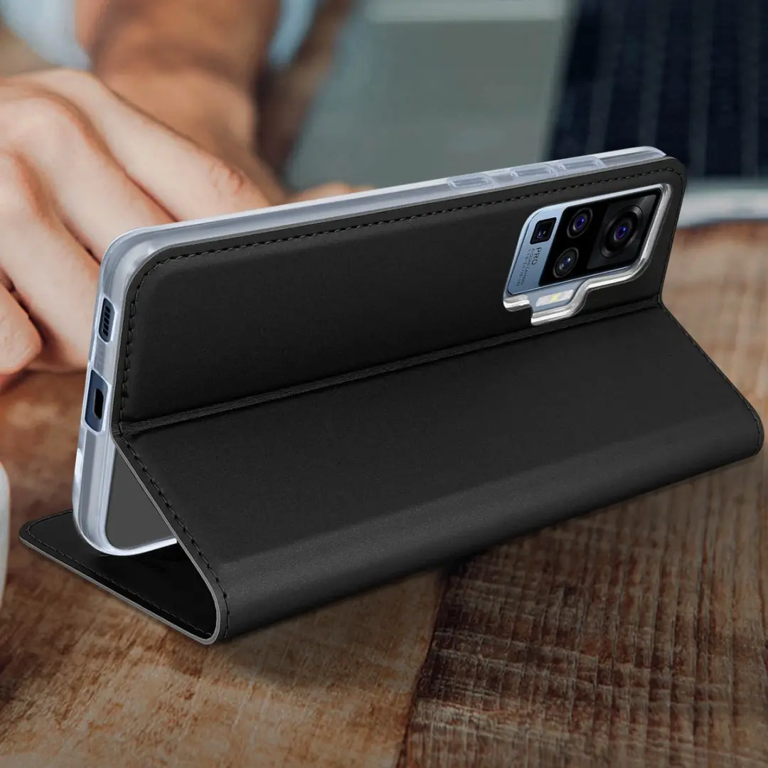 Dux Ducis Folio Hoesje Vivo X51 5G - Pasjeshouder & Stand - Zwart