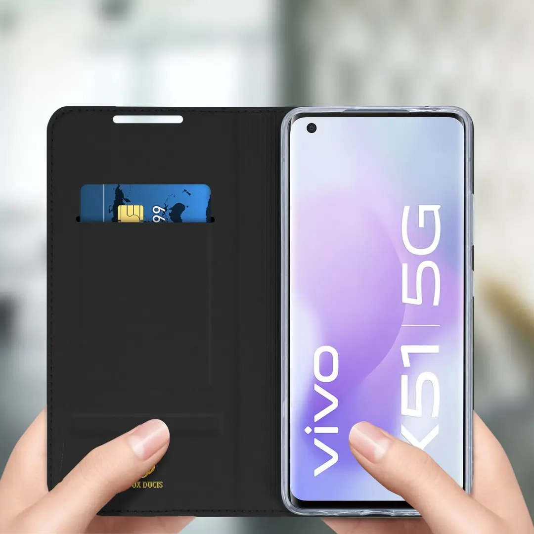 Dux Ducis Folio Hoesje Vivo X51 5G - Pasjeshouder & Stand - Zwart