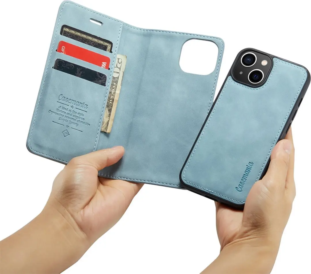 Caseme iPhone 14 Plus Bookcase Hoesje - Aquablauw - 4 Pasjes