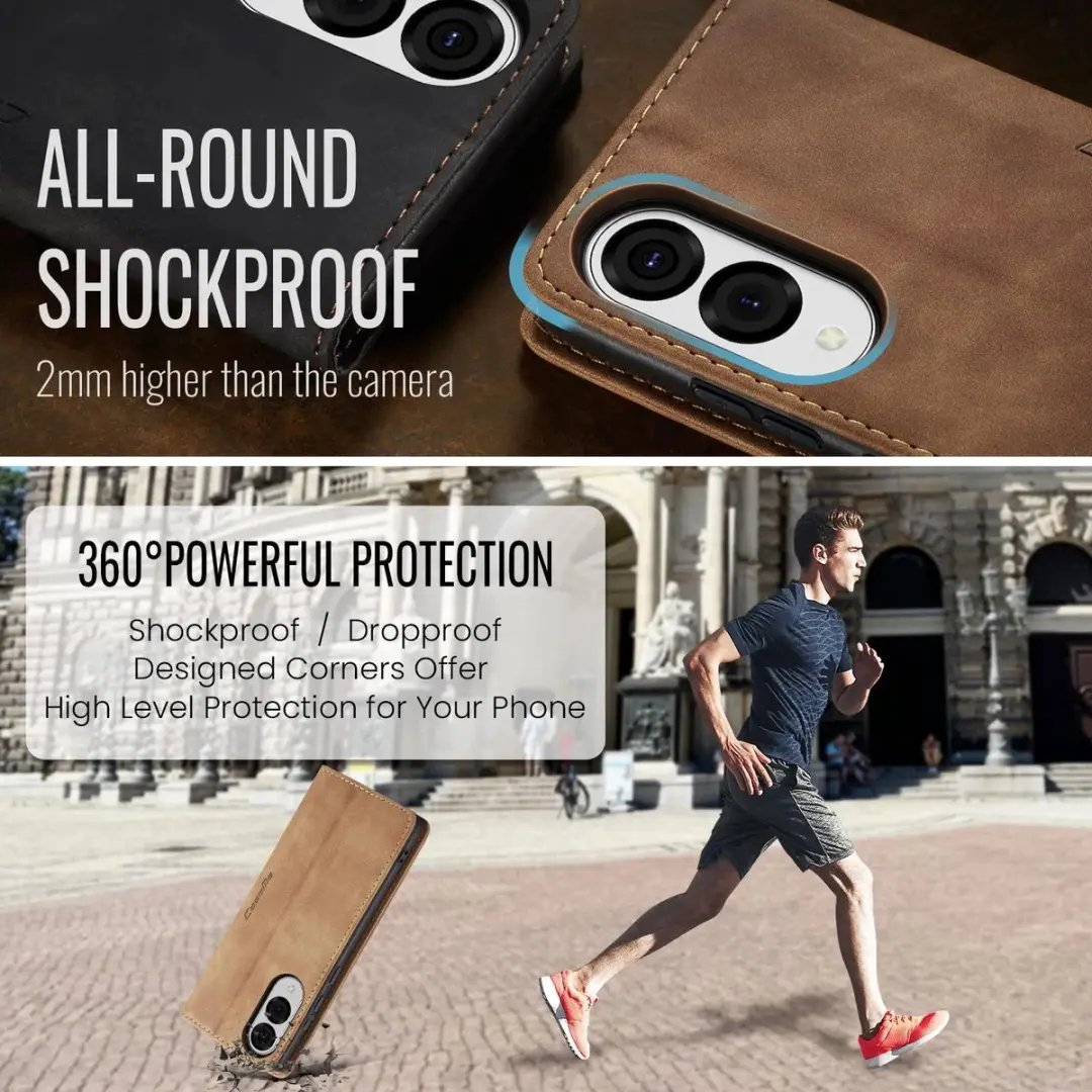 Caseme Retro Texture Book Wallet Hoesje - Samsung Galaxy S25 Edge - 2 Pasjes - Bruin