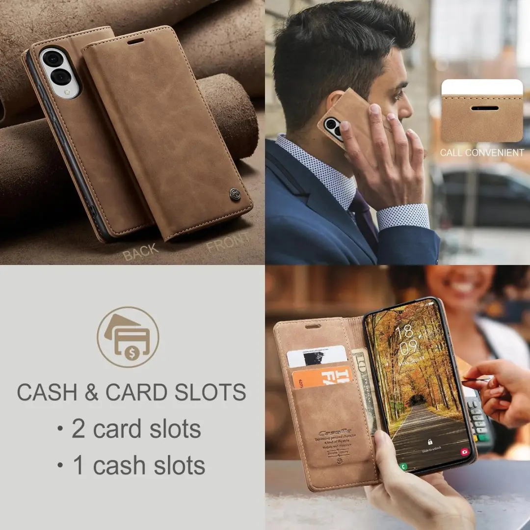 Caseme Retro Texture Book Wallet Hoesje - Samsung Galaxy S25 Edge - 2 Pasjes - Bruin