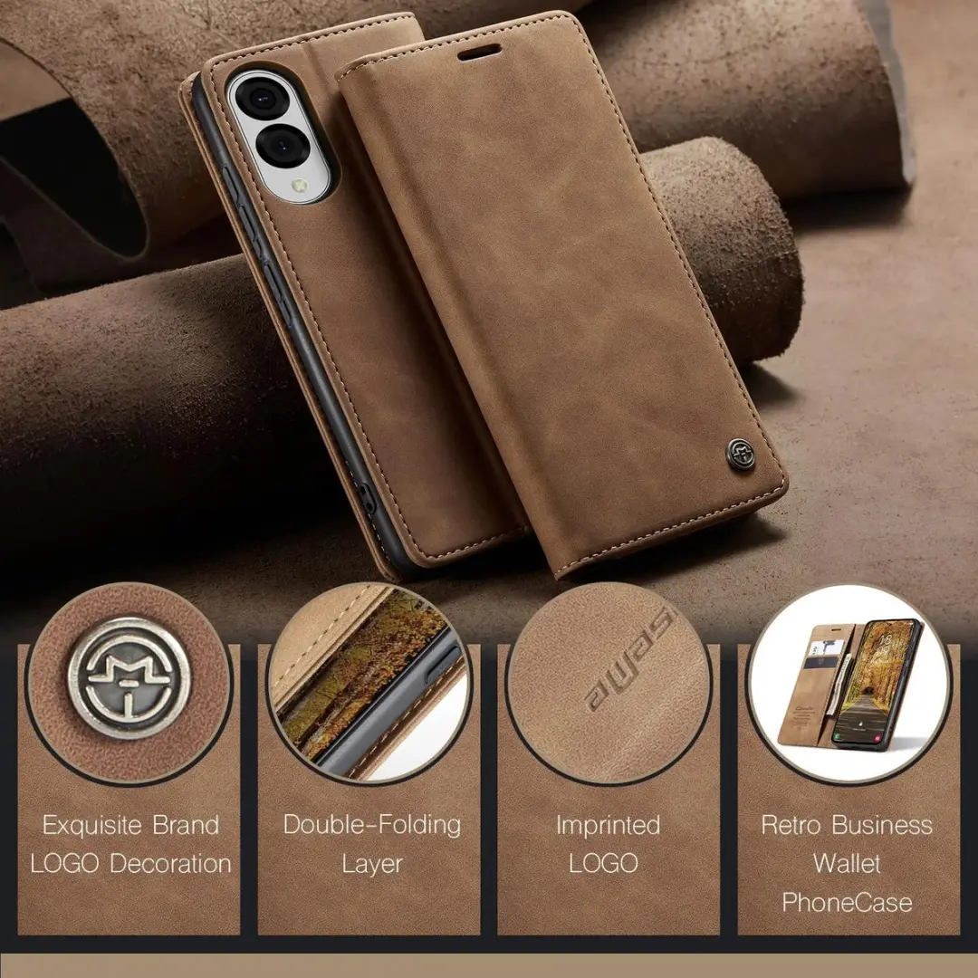 Caseme Retro Texture Book Wallet Hoesje - Samsung Galaxy S25 Edge - 2 Pasjes - Bruin
