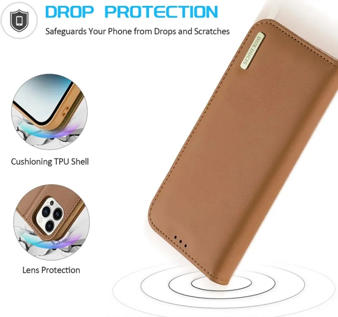 Dux Ducis Hivo Series iPhone 15 Pro Max Hoesje - 3 Pasjes - Bruin