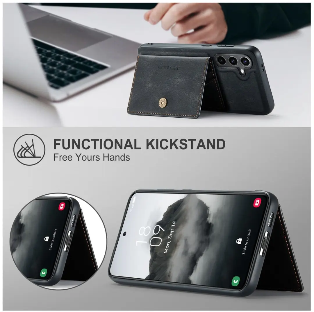 Caseme JH-01 Hoesje Samsung Galaxy S25 FE - Pasjeshouder 4 Stuks - Zwart
