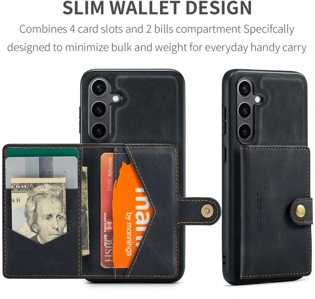 Caseme JH-01 Hoesje Samsung Galaxy S25 FE - Pasjeshouder 4 Stuks - Zwart