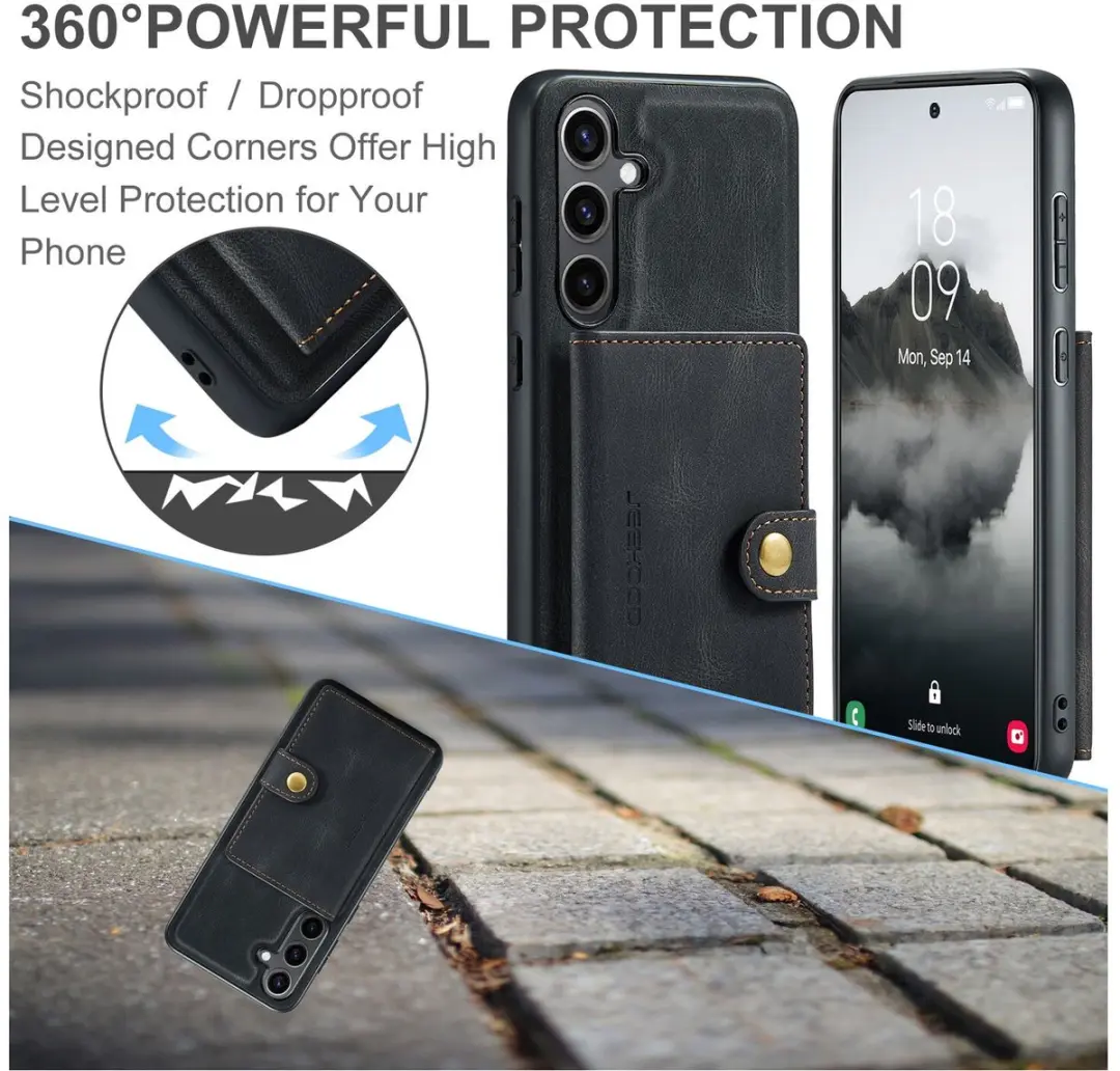 Caseme JH-01 Hoesje Samsung Galaxy S25 FE - Pasjeshouder 4 Stuks - Zwart