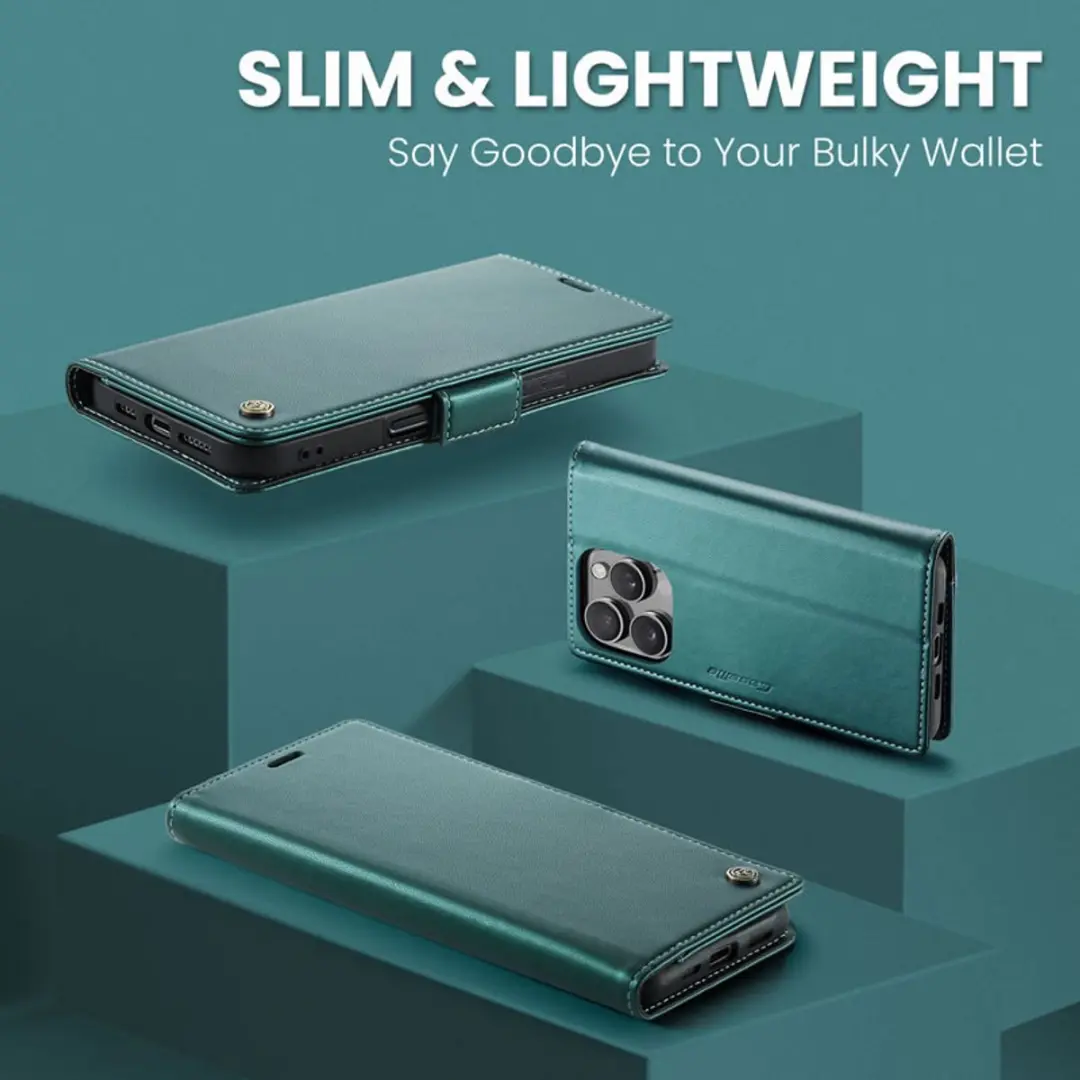 CaseMe Wallet Case iPhone 16 Pro - Groen - RFID & Magneetsluiting