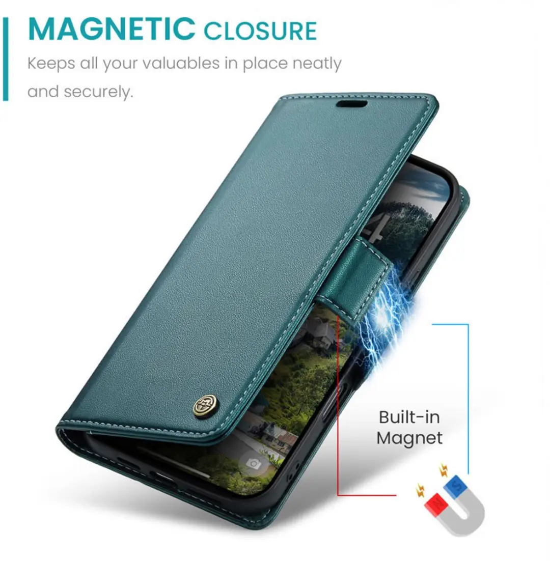 CaseMe Wallet Case iPhone 16 Pro - Groen - RFID & Magneetsluiting - afbeelding 6 van 6