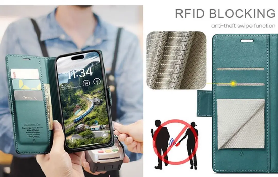 CaseMe Wallet Case iPhone 16 Pro - Groen - RFID & Magneetsluiting
