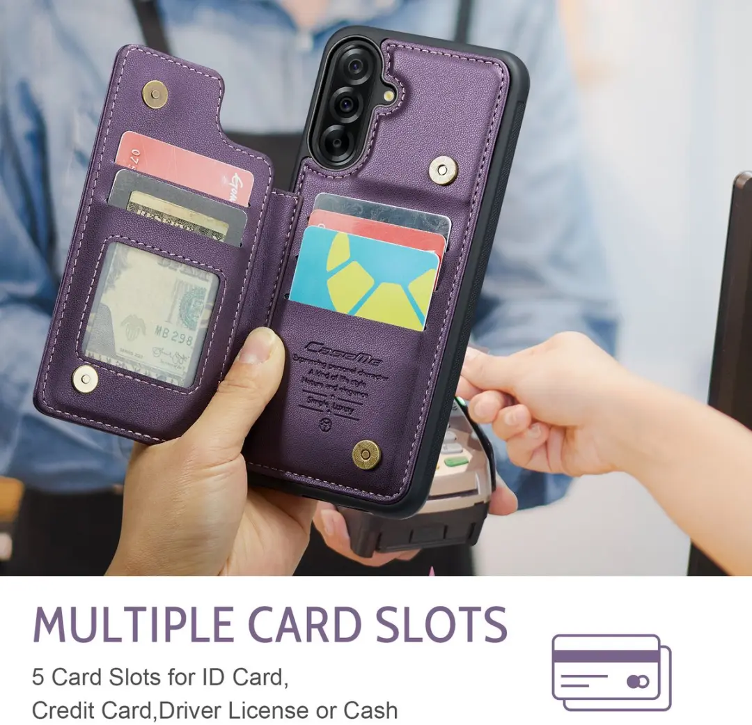 Caseme Luxe Portemonnee Backcover Galaxy A36 - Anti-RFID - 4 Pasjes - Paars