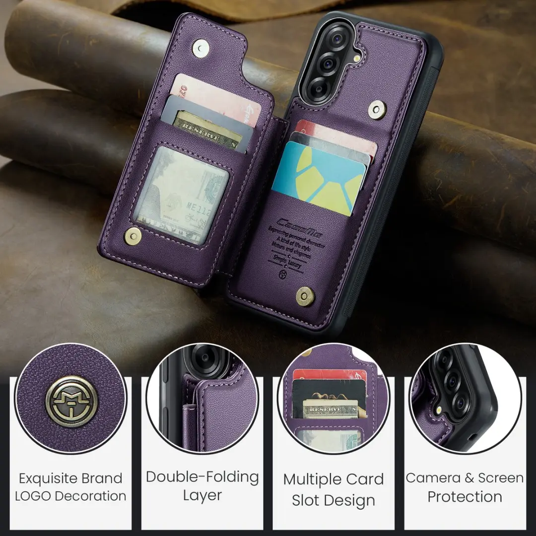 Caseme Luxe Portemonnee Backcover Galaxy A36 - Anti-RFID - 4 Pasjes - Paars