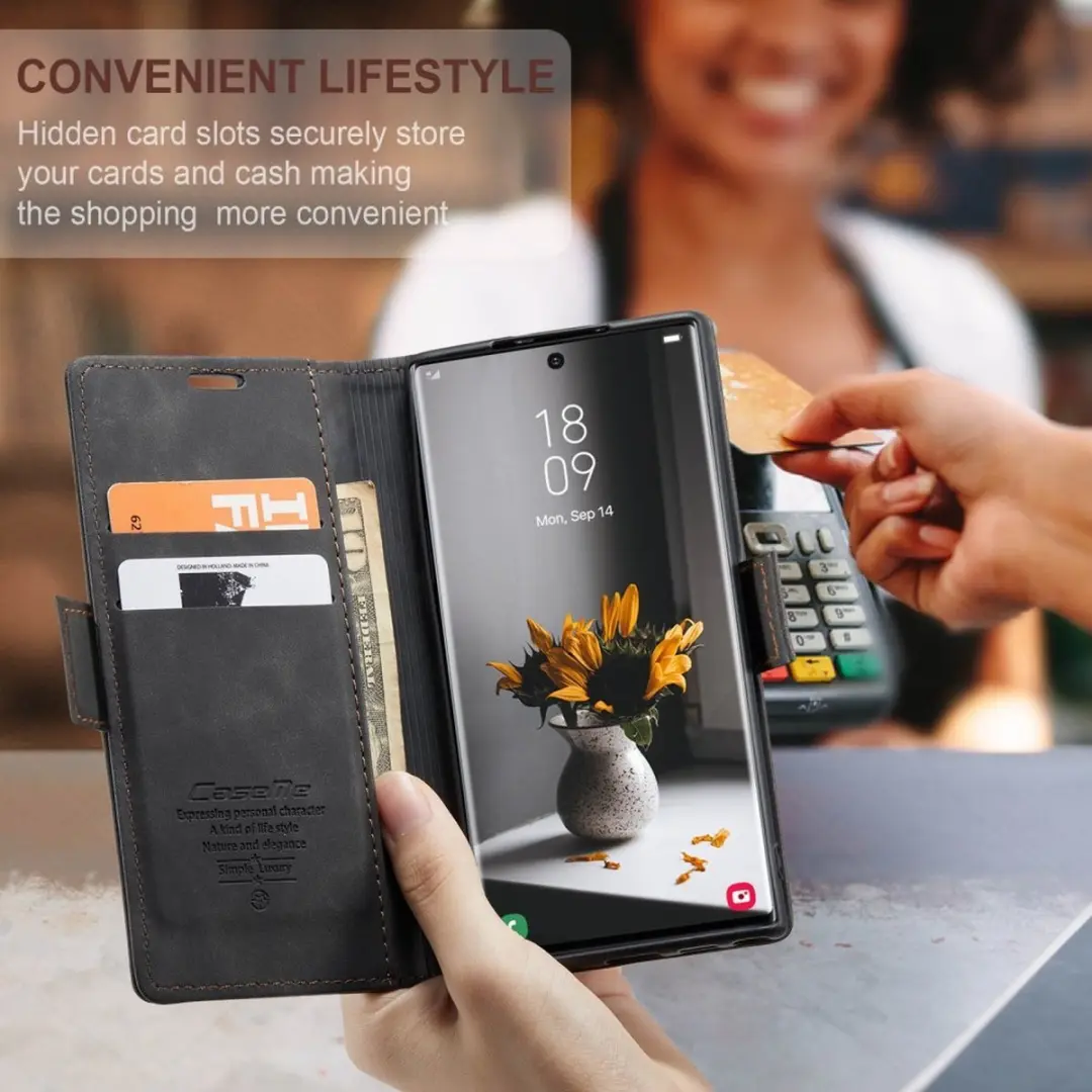 Caseme 013 Book Case Hoesje Samsung Galaxy S24 Ultra - Zwart