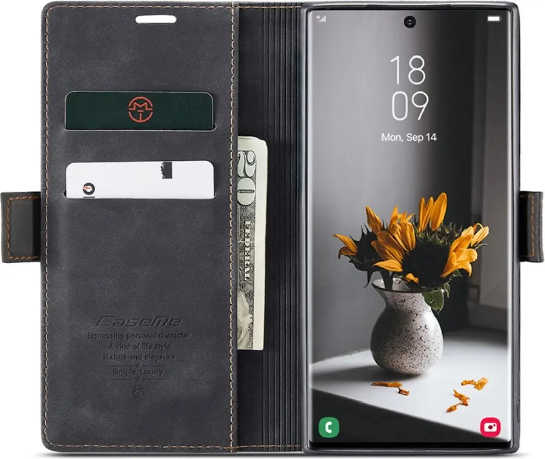 Caseme 013 Book Case Hoesje Samsung Galaxy S24 Ultra - Zwart