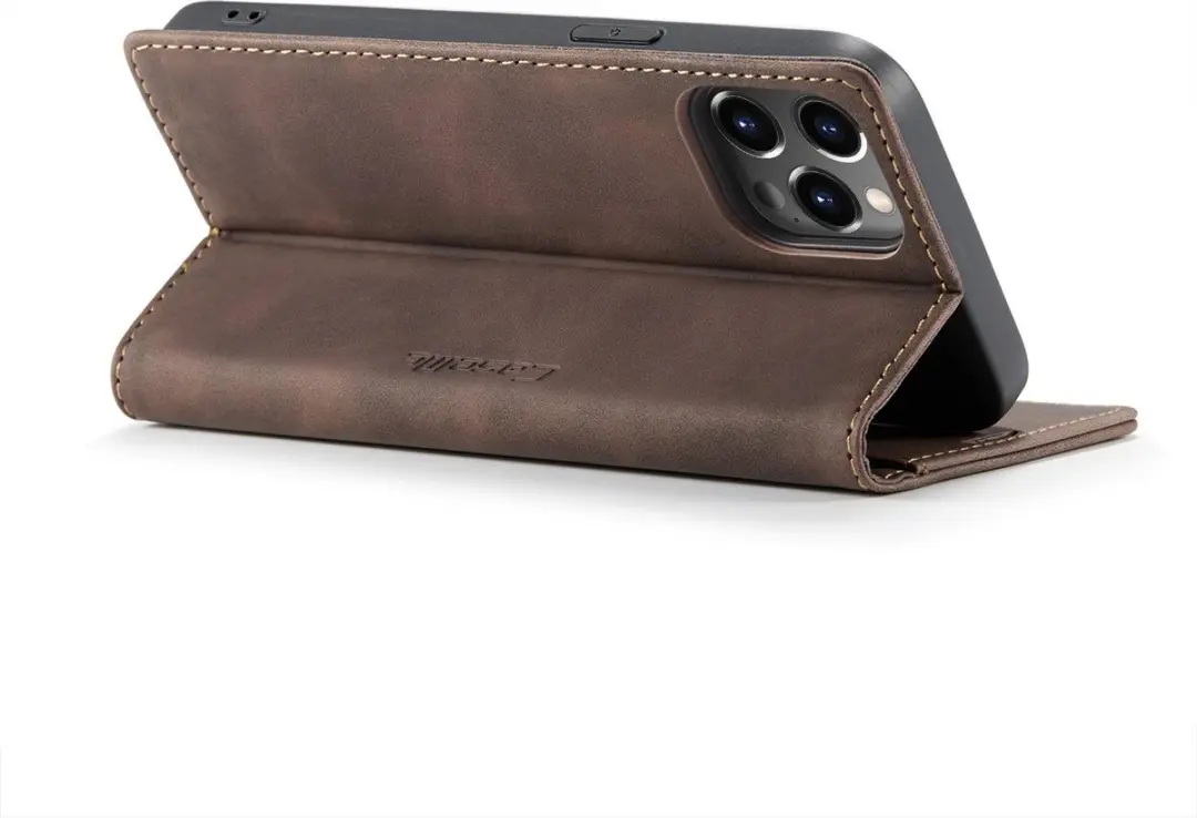 CaseMe Luxe Bookcase iPhone 13 Pro Max - Bruin - 6 Pasjes