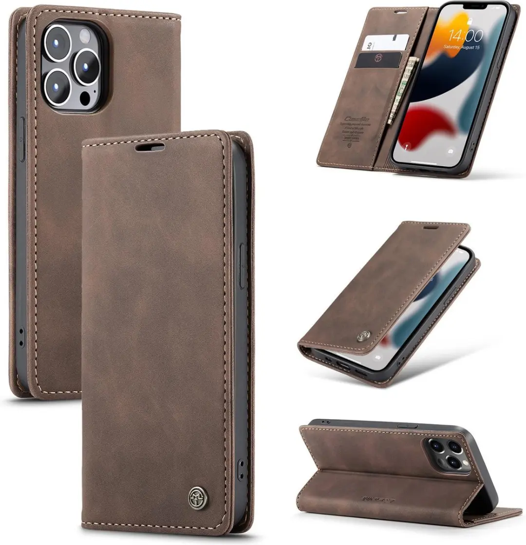 CaseMe Luxe Bookcase iPhone 13 Pro Max - Bruin - 6 Pasjes