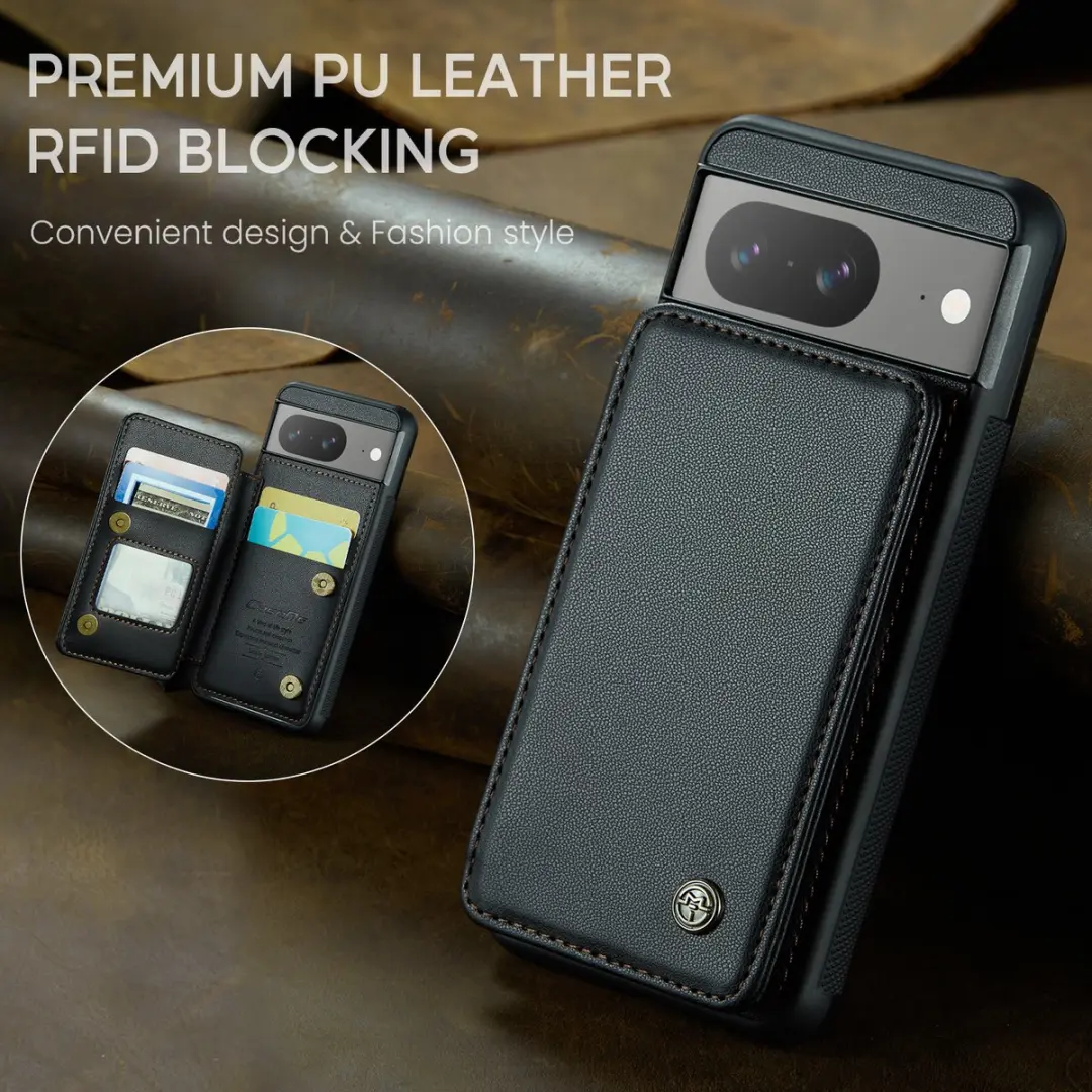 Caseme Portemonnee Backcover Pixel 8a - Anti-RFID - 4 Pasjes - Zwart
