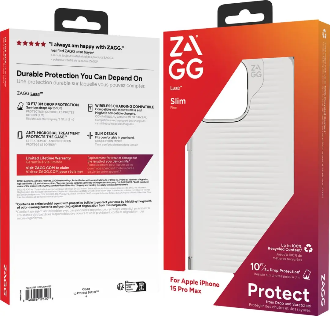 ZAGG iPhone 15 Pro Max Luxe Hoesje - Transparant - 840056193208