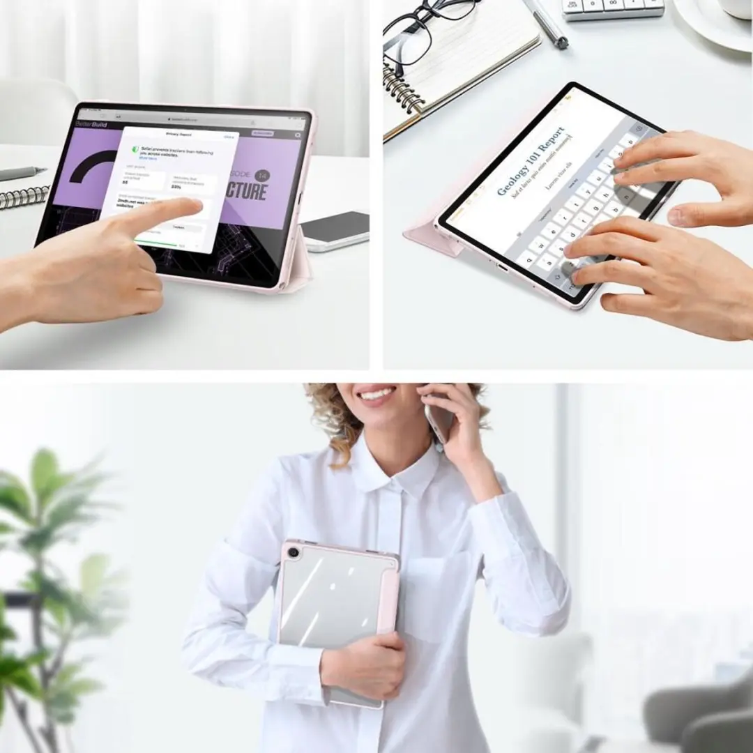 Dux Ducis Toby Series Tablethoes Samsung Galaxy Tab A9+ 11 inch - Roze - afbeelding 6 van 6