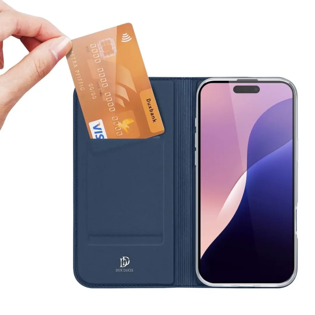 Dux Ducis iPhone 16 Pro Max Hoesje Slim Bookcase - Blauw
