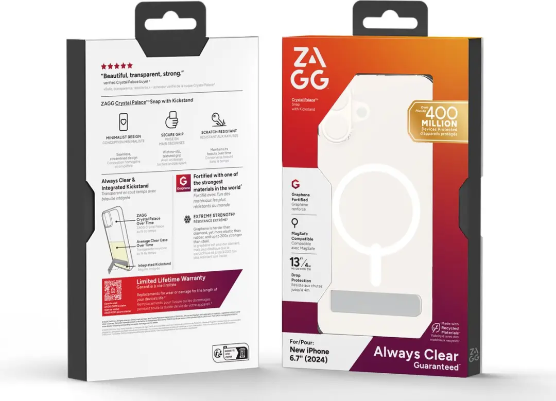 ZAGG Crystal Palace Snap Kickstand Hoesje iPhone 16 Plus - Transparant