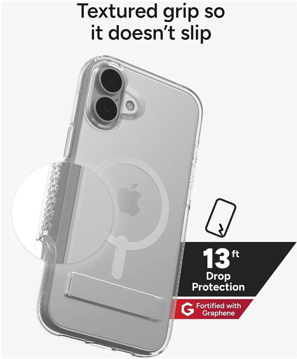 ZAGG Crystal Palace Snap Kickstand Hoesje iPhone 16 Plus - Transparant - afbeelding 6 van 6