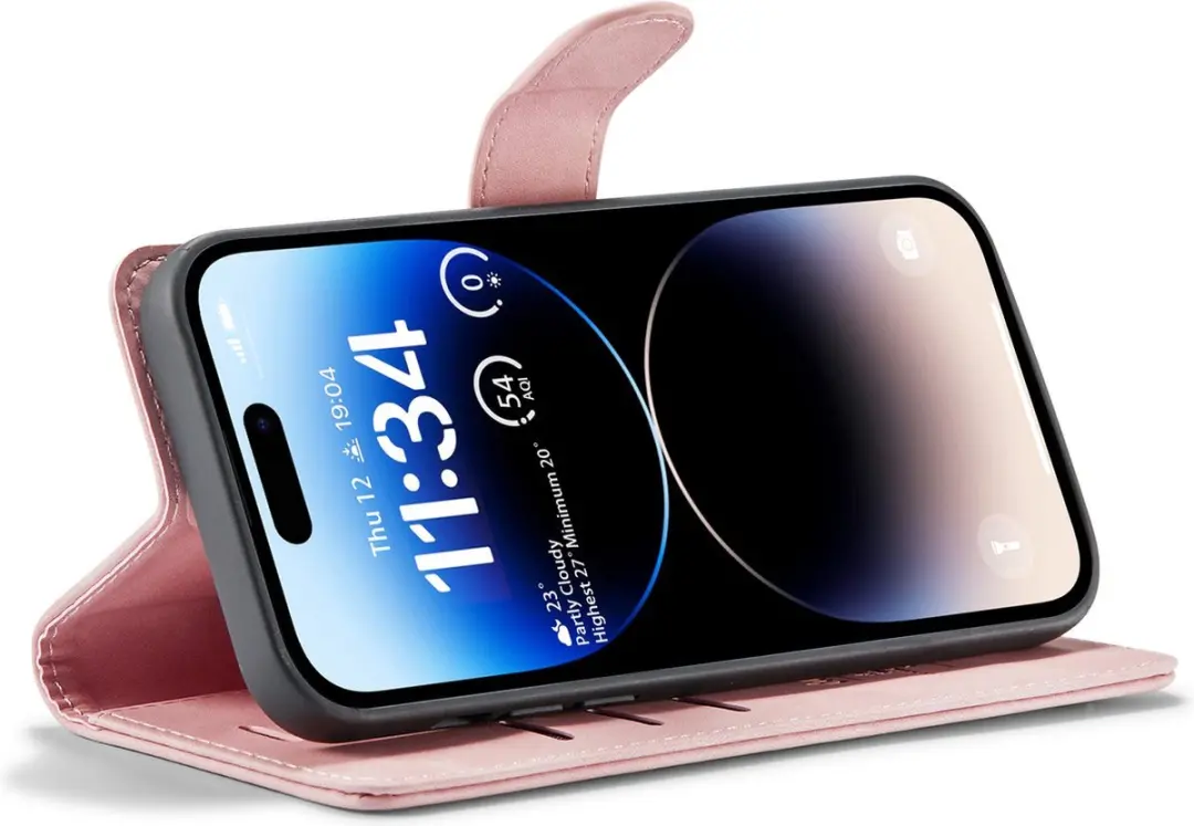 Caseme iPhone 15 Pro Max Bookcase Hoesje - Roze - 4 Pasjes