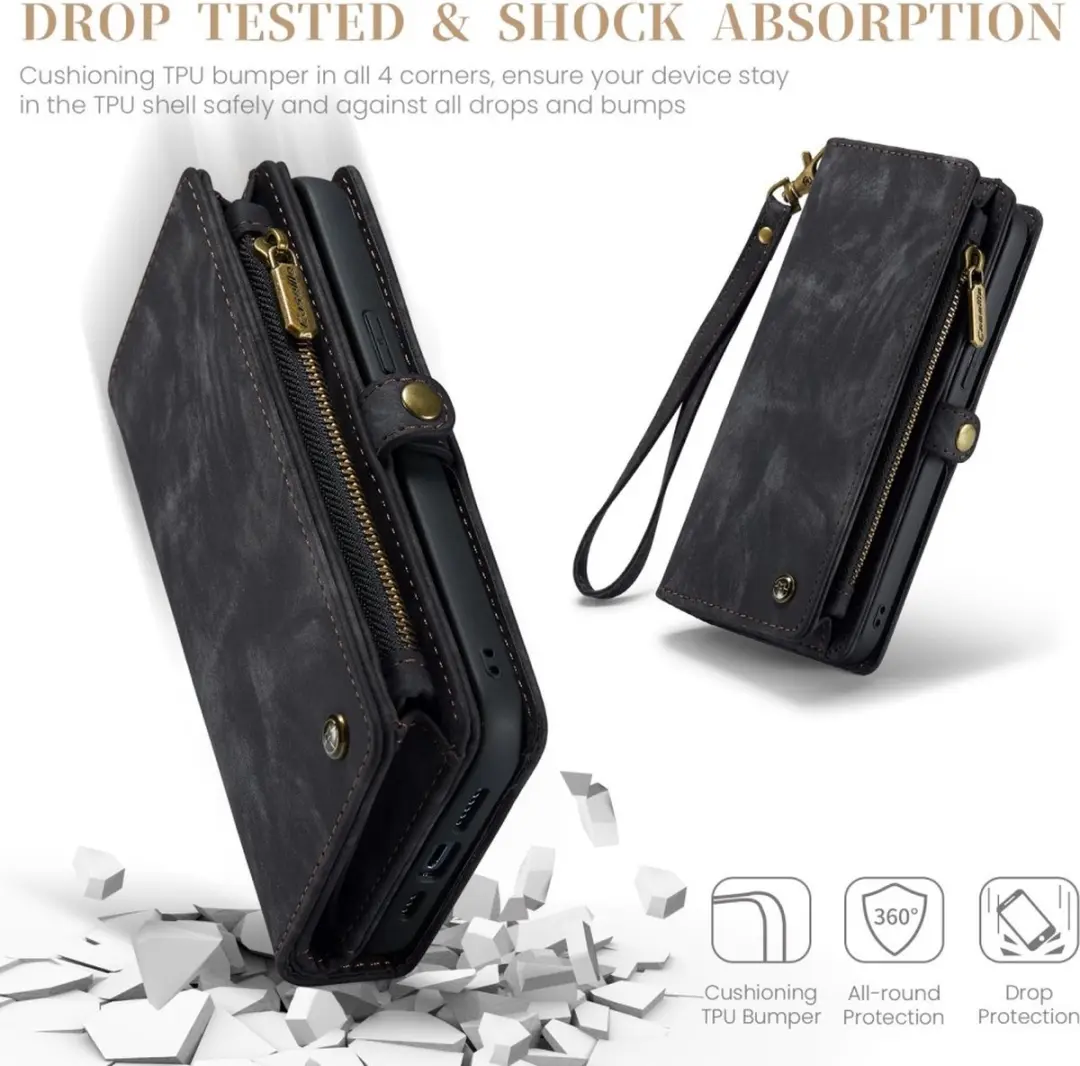 Caseme 008 Hoesje iPhone 16 Pro Max - 2-in-1 Book Case & Portemonnee - Zwart