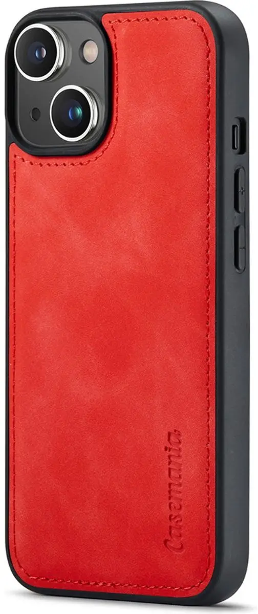 Caseme Bookcase Hoesje iPhone 15 Plus - Rood - 2-in-1 Magnetisch