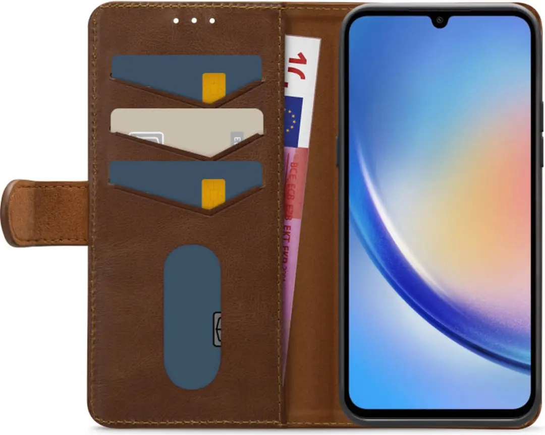Mobilize Bookcase Hoesje Samsung Galaxy A34 - 4 Stuks - Bruin