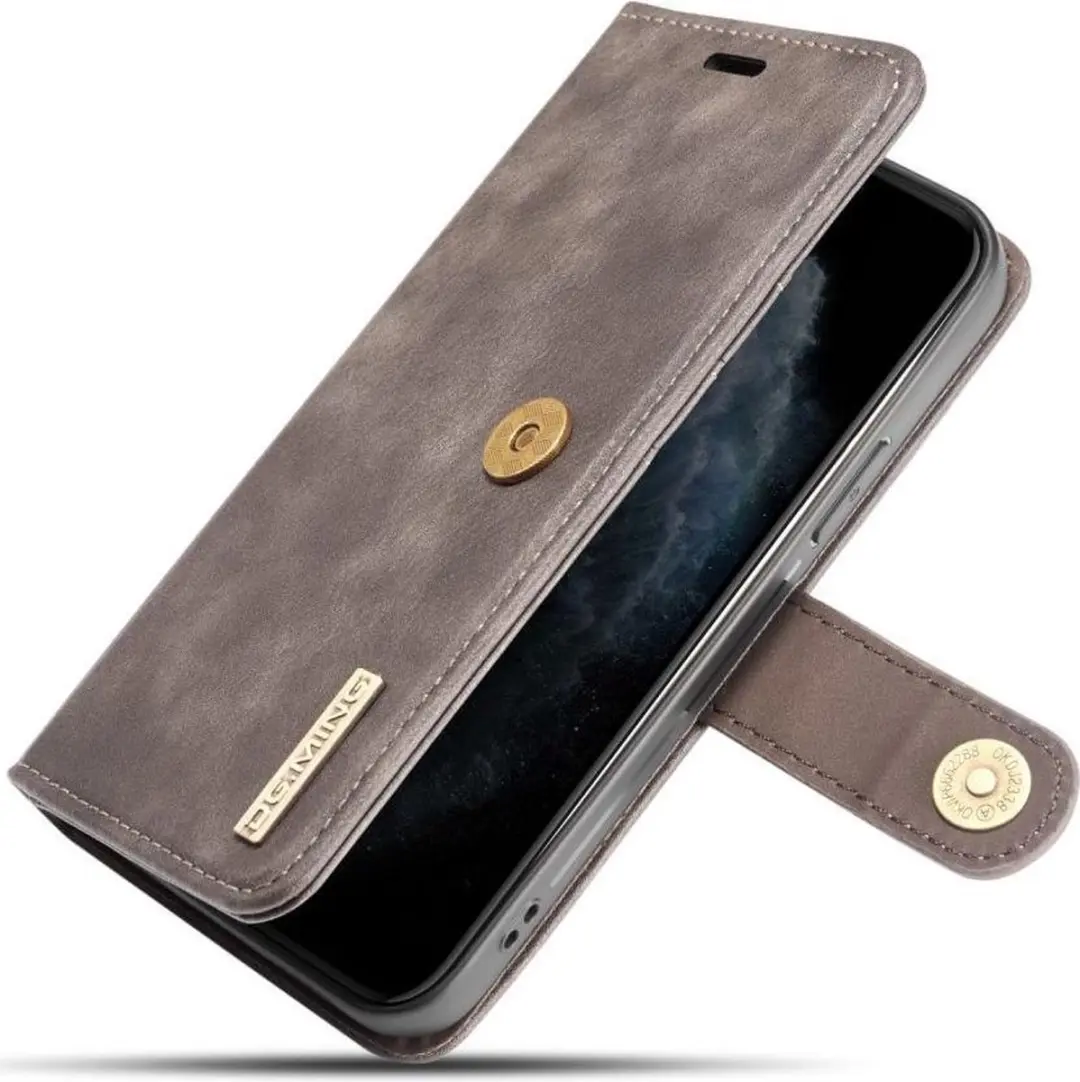 DG.MING iPhone 12/12 Pro Hoesje 2-in-1 Book Case Grijs