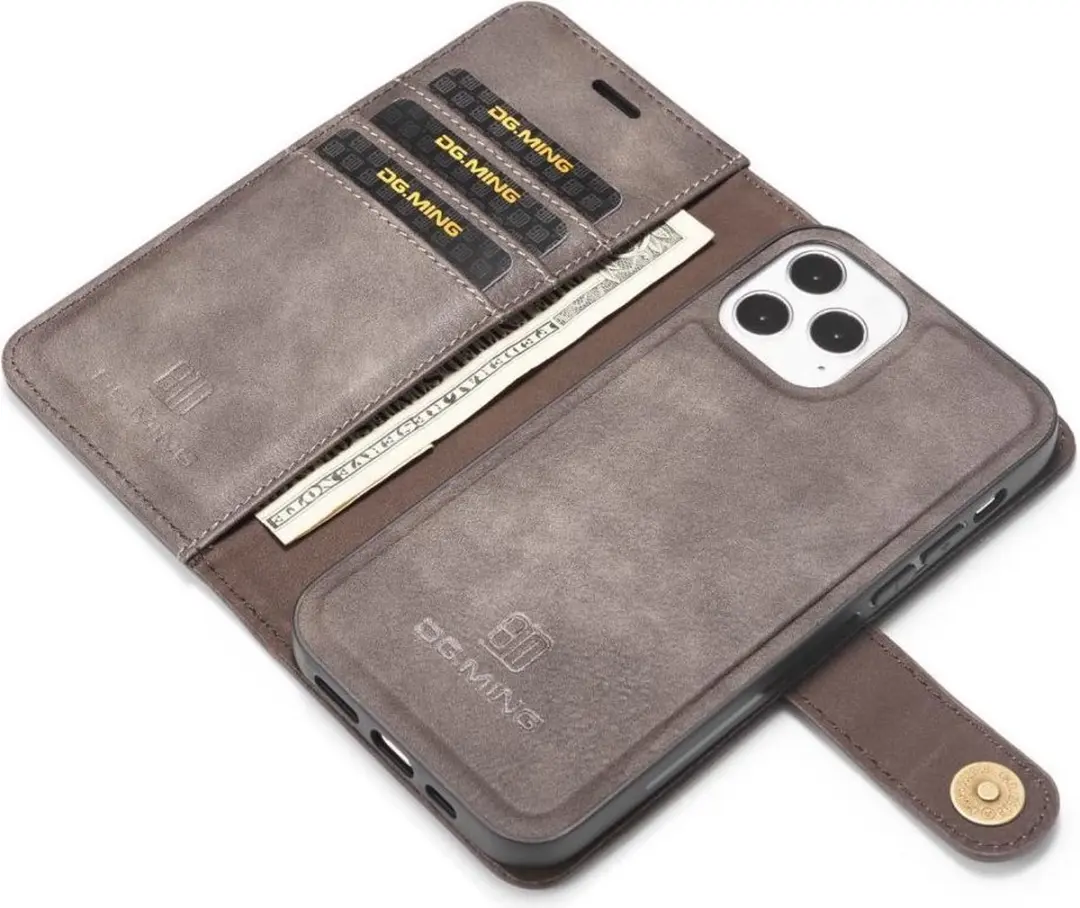 DG.MING iPhone 12/12 Pro Hoesje 2-in-1 Book Case Grijs
