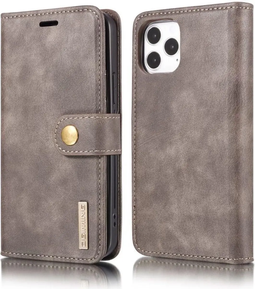 DG.MING iPhone 12/12 Pro Hoesje 2-in-1 Book Case Grijs