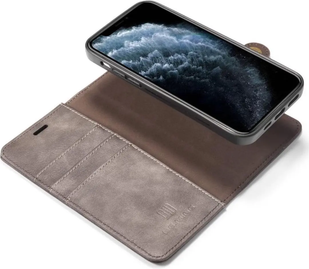 DG.MING iPhone 12/12 Pro Hoesje 2-in-1 Book Case Grijs