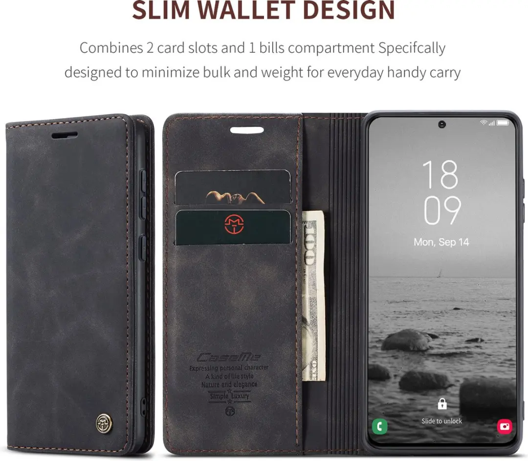 Caseme Samsung Galaxy S23 Bookcase Hoesje CSM-38055 - Zwart