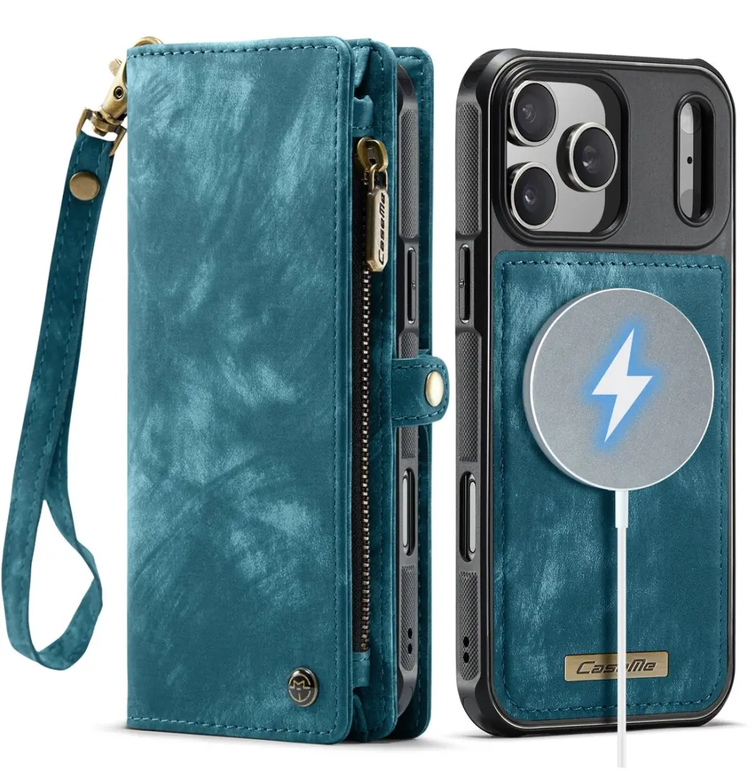 Caseme 008 iPhone 17 Pro Hoesje - Book Case & Portemonnee - Blauw