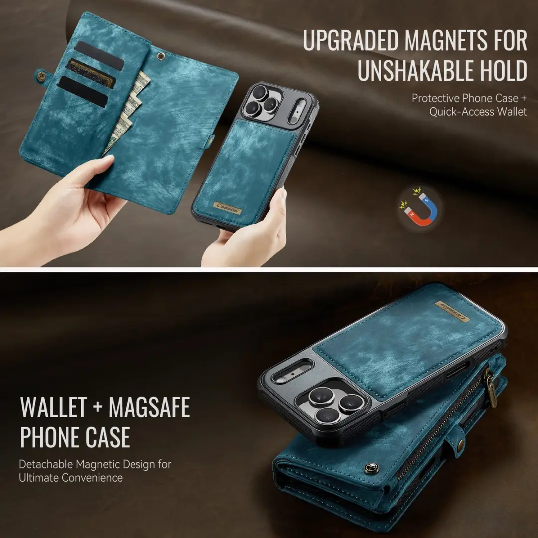 Caseme 008 iPhone 17 Pro Hoesje - Book Case & Portemonnee - Blauw