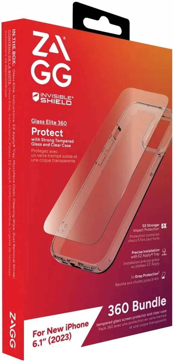 ZAGG InvisibleShield Glass Elite 360 iPhone 15 - Transparant - afbeelding 6 van 6