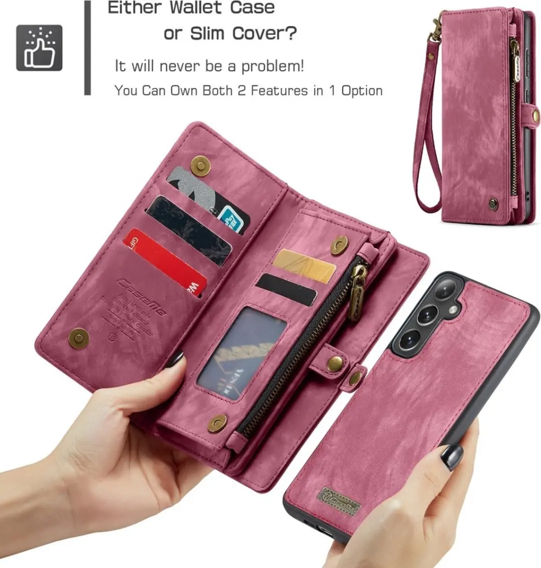Caseme 008 Book Case & Back Cover Samsung Galaxy S25 Plus - 8 Pasjes - Pink