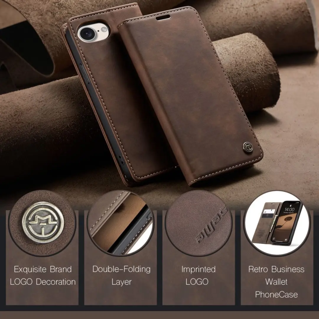 Caseme 013 Book Case iPhone Hoesje - Donkerbruin