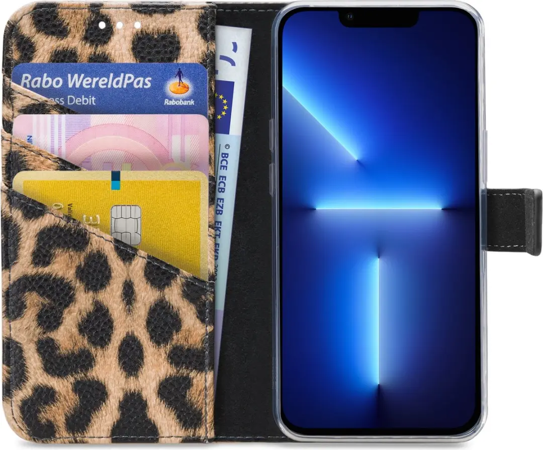 My Style MSFWLT1307 Telefoonhoesje iPhone 13 Pro - 3 Pasjes - Leopard