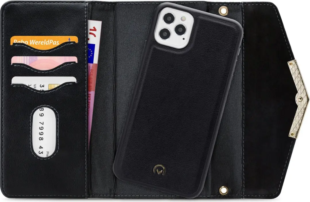 Mobilize iPhone 12/12 Pro Clutch Case - Effen Zwart - 4 Pasjes