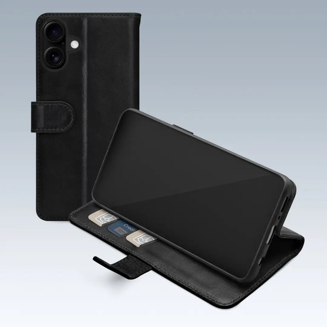Mobilize Premium Gelly Bookcase iPhone 16 Hoesje - Pasjeshouder Zwart