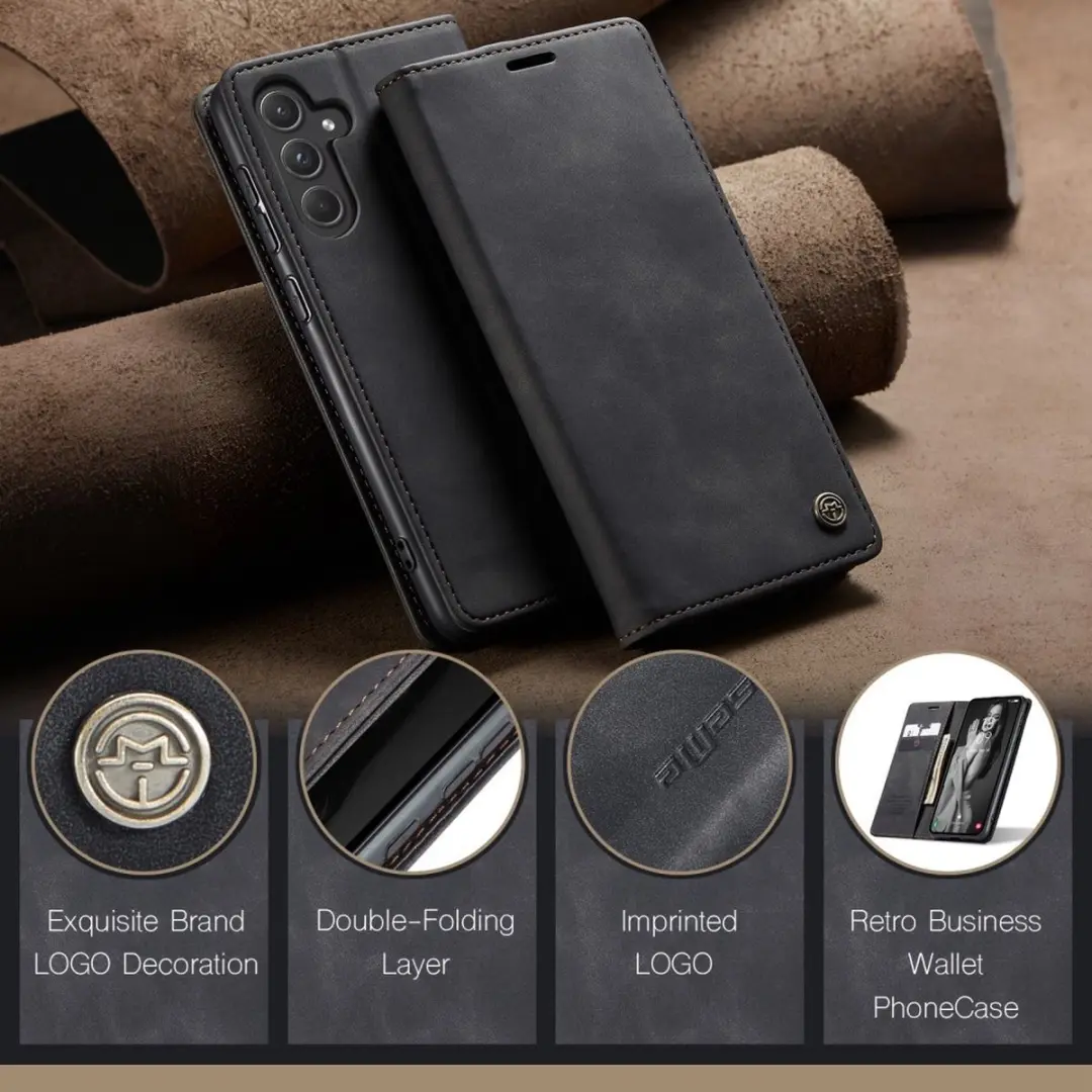 Caseme 013 Book Case Hoesje Samsung Galaxy A55 - Zwart