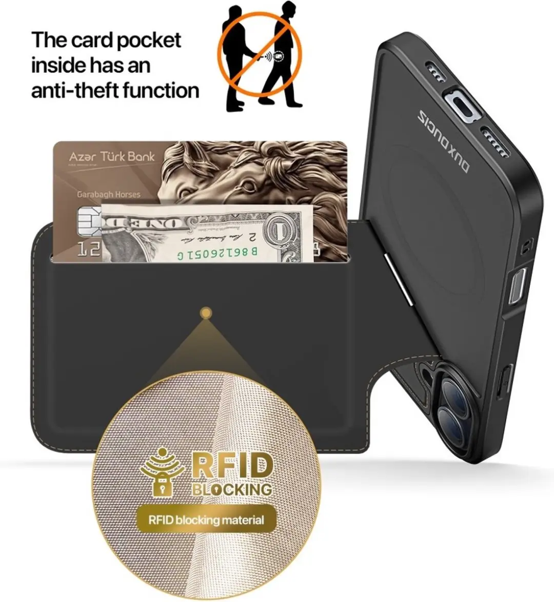 Dux Ducis Rafi Series iPhone 16 Hoesje - Zwart - Back Cover met Stand