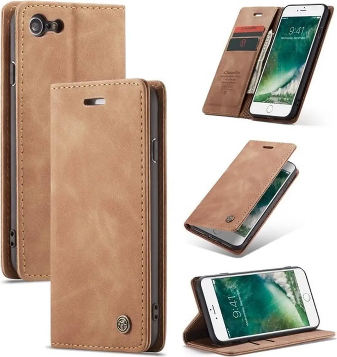 Caseme 8720626934030 Bookcase iPhone SE 2022 - Bruin