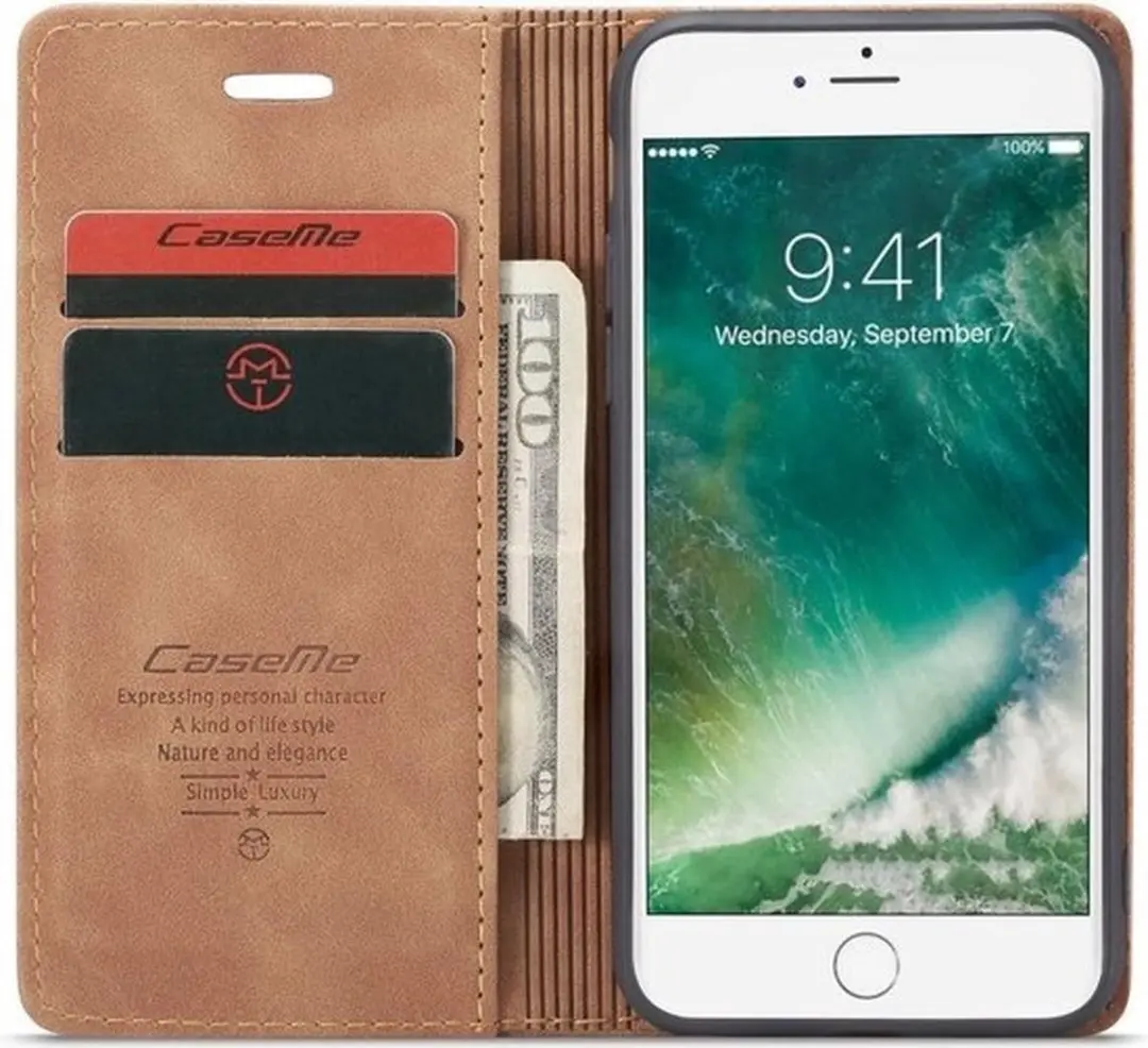 Caseme 8720626934030 Bookcase iPhone SE 2022 - Bruin