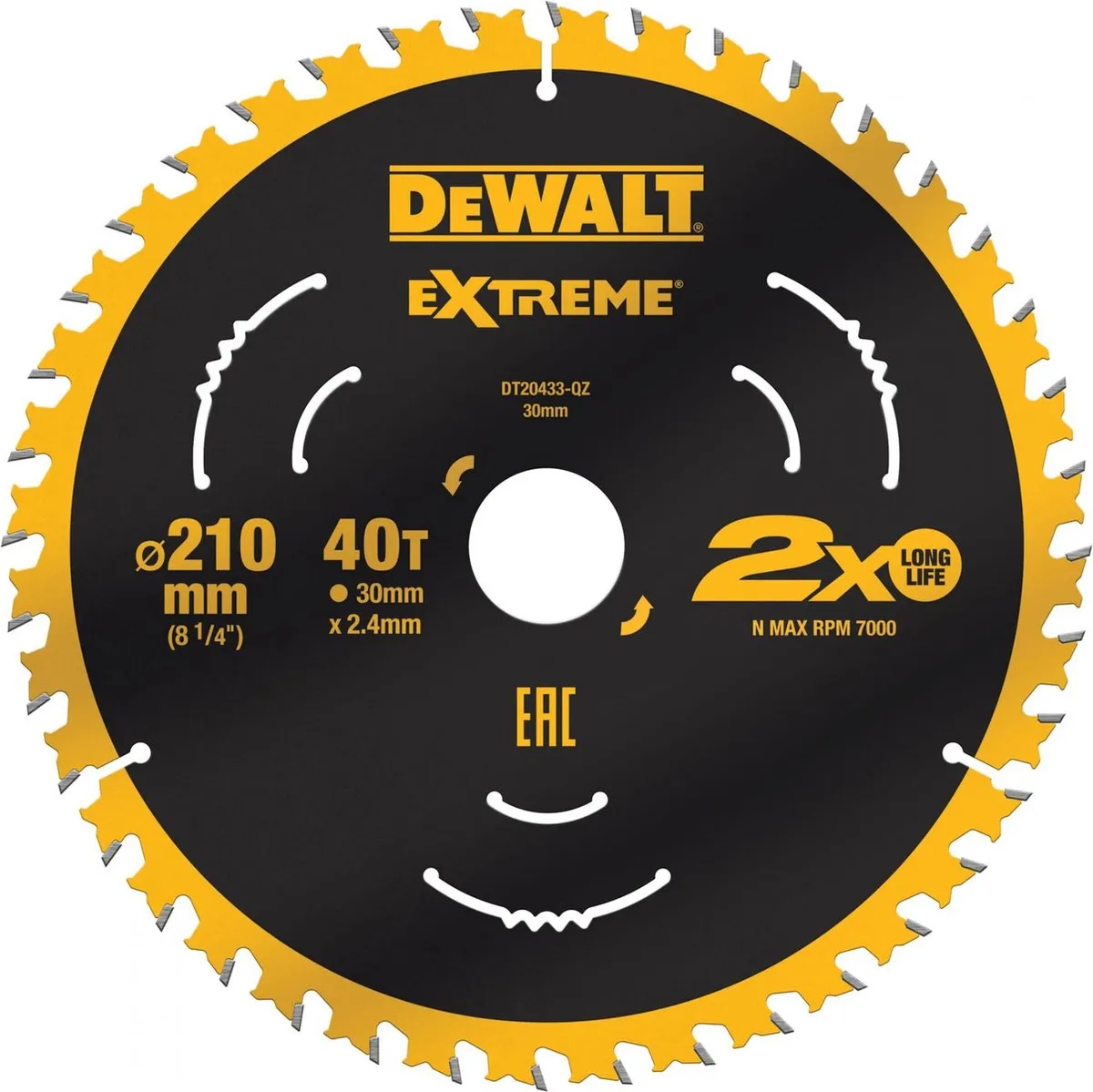 DeWalt DT20433-QZ Cirkelzaagblad Hout 210mm 40T
