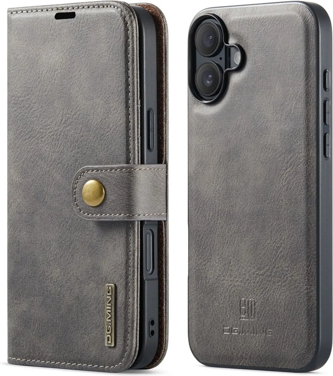 DG.MING iPhone 16 Hoesje Grijs - 3 Pasjes