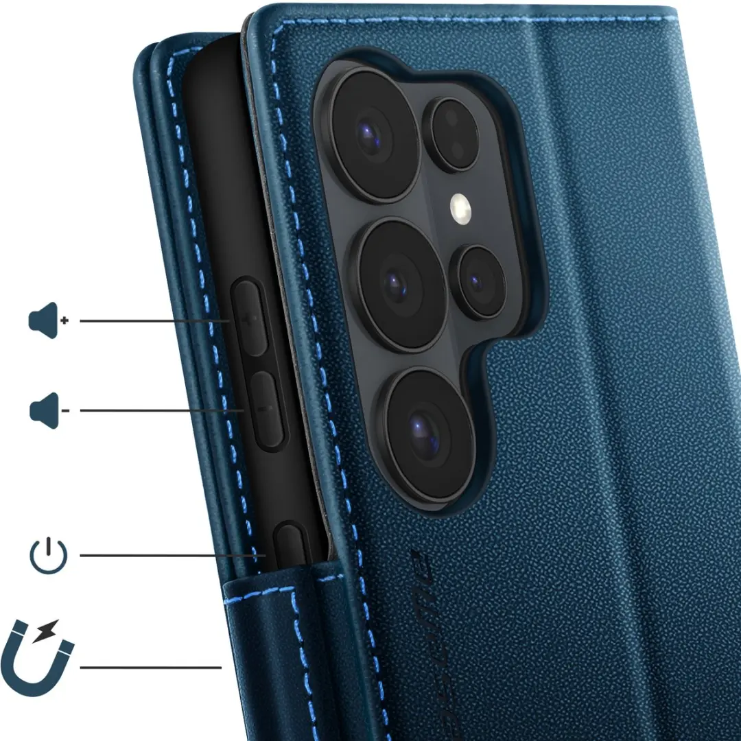 Caseme Etui Galaxy S26 Ultra Anti-RFID Nachtblauw FOLIO-KAZME-BL-S26U
